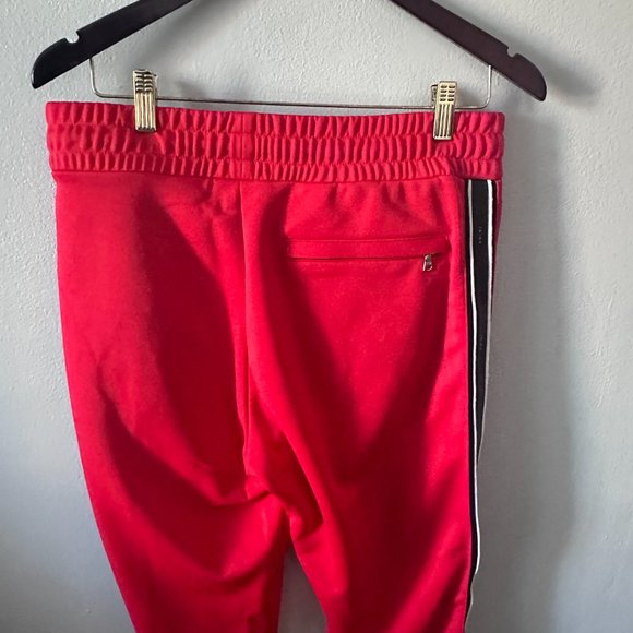 AMIRI Slim-Fit Tapered Leather-Trimmed Tech-Jersey Sweatpants - Red Size Medium - Picture 6 of 10